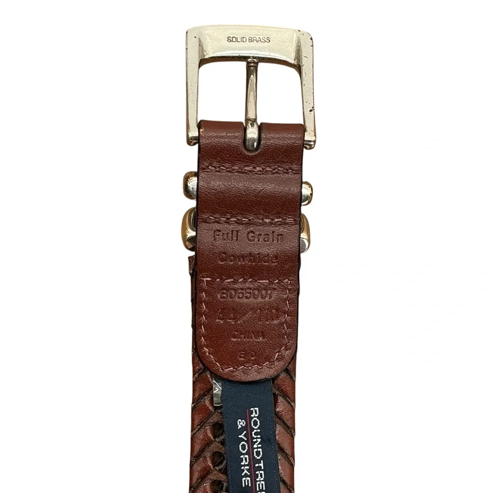 Roundtree & Yorke Brown Braided Belt Full Grain Cowhide Size‎ 44